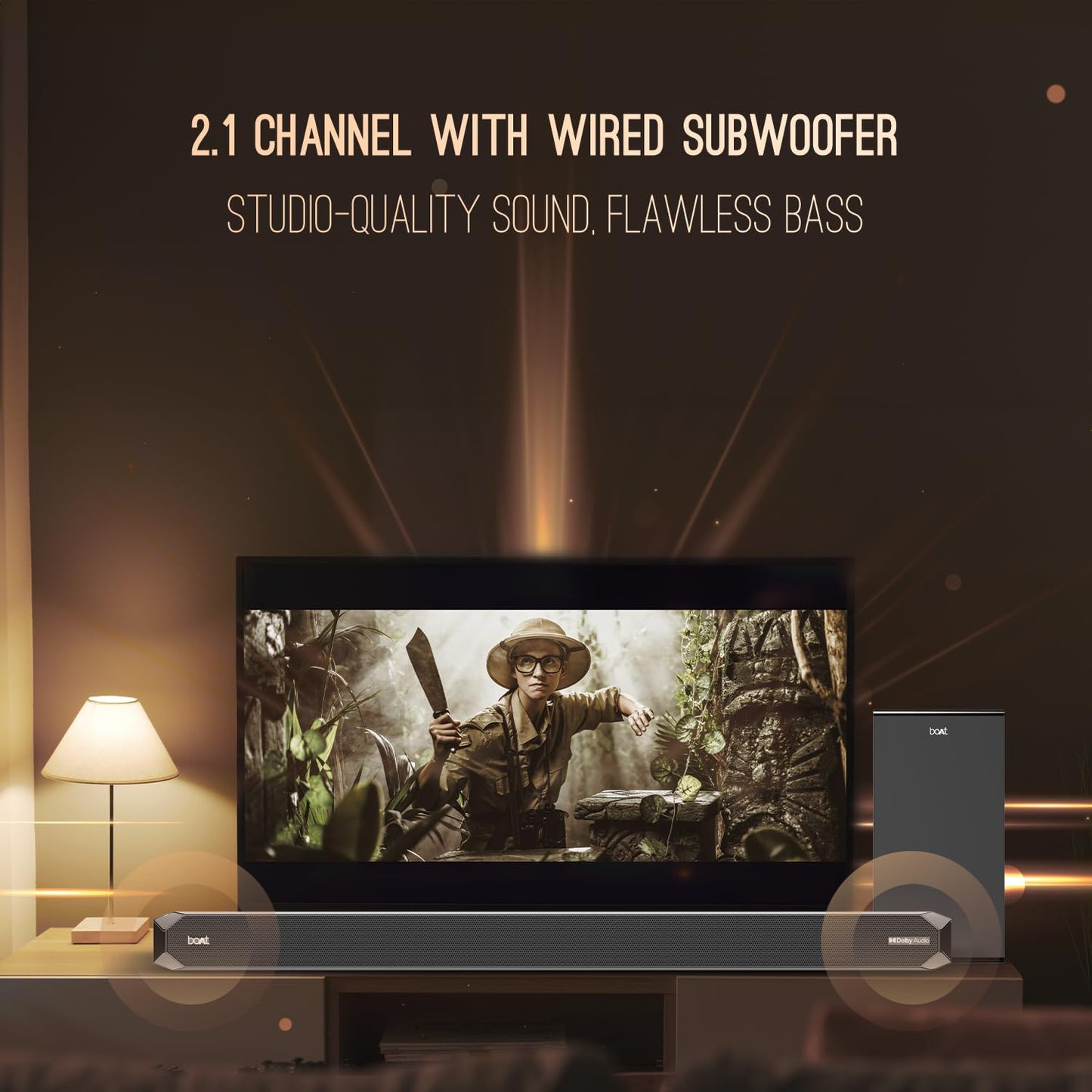 boAt Aavante Bar A2060 Dolby, 2.1CH, 160W, 6.5" Wired Subwoofer