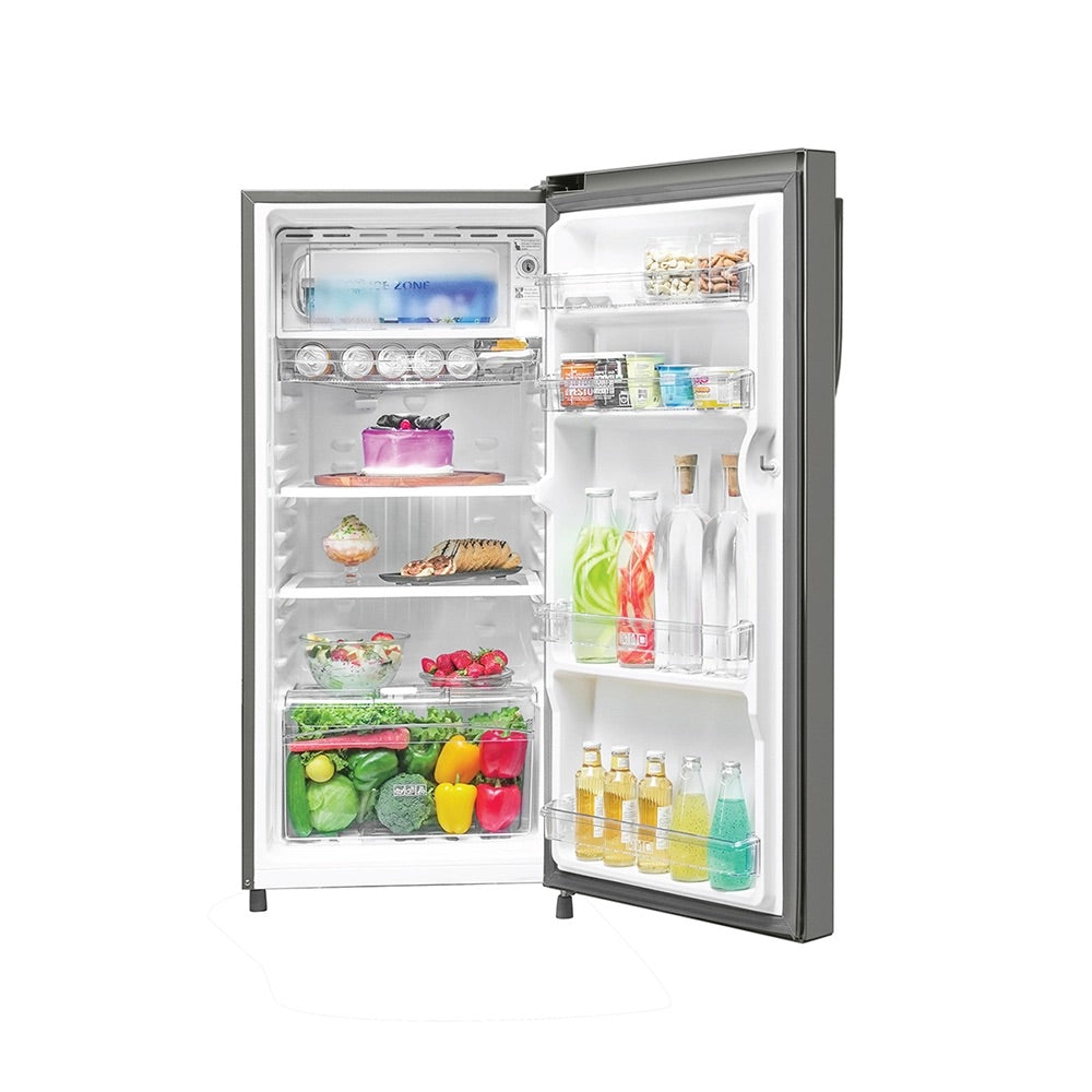 Haier 190L 2 Star Single Door Refrigerator (Nickel Steel, HRD-2102BNS-P-190L)